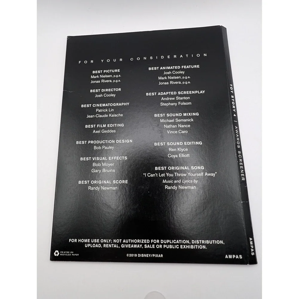 Toy Story 4 Disney Pixar For Your Consideration Awards Screener DVD 2019 FYC